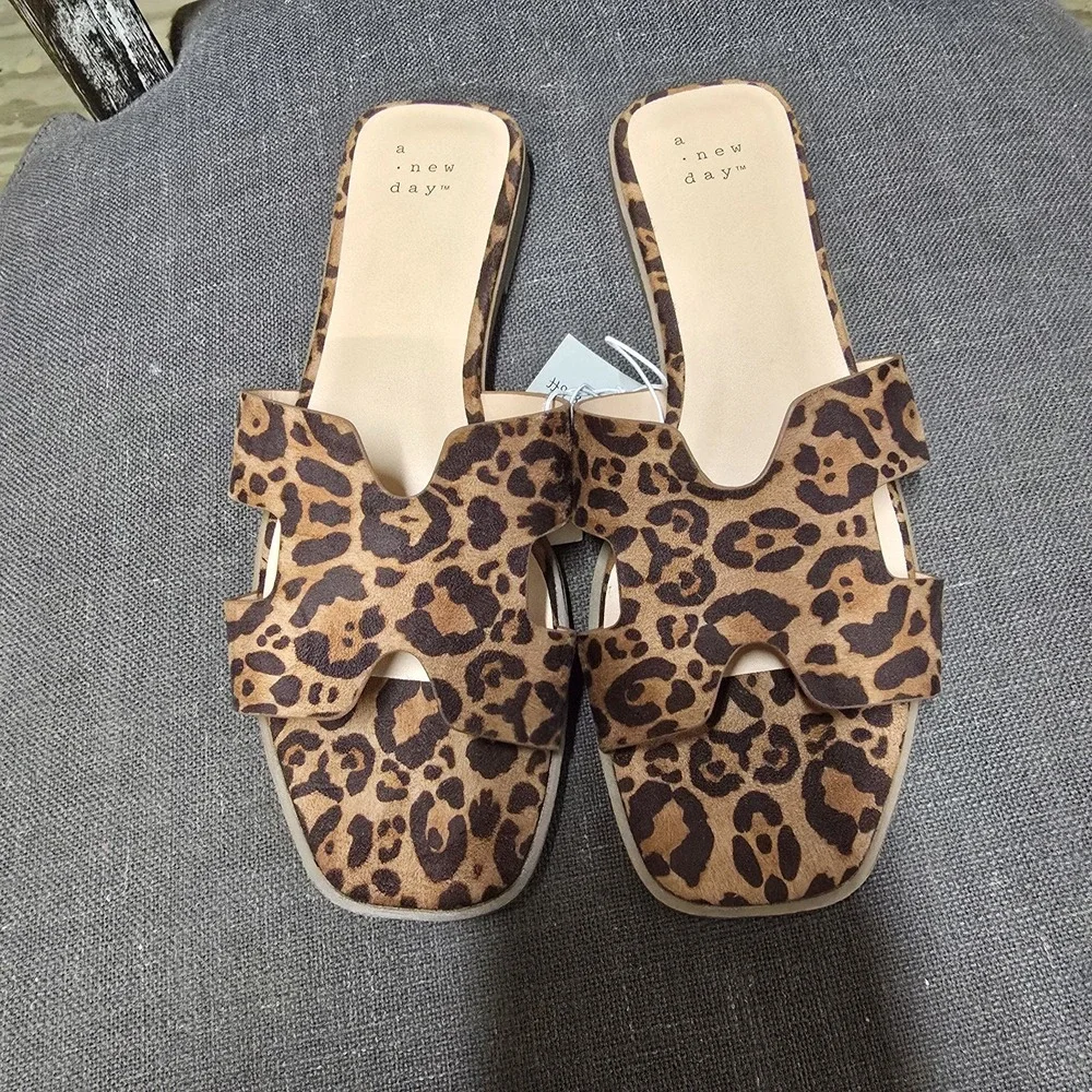 Womens Nina Sandals with Memory Foam Insole A New Day™ Brown Animal Print 11
